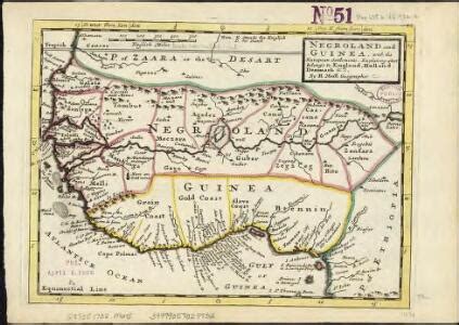 1747 map of west african kingdom of judah. Negroland and Guinea, with the European settlements ...