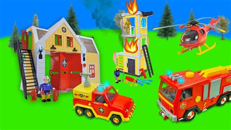 Fireman Sam Fire Station Jupiter Fire Truck Engine Toys Unboxing Fun