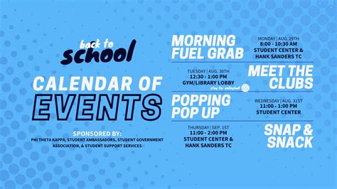 Back To School Calendar Of Events