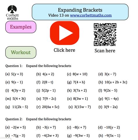 Expanding Brackets Textbook Exercise - Corbettmaths