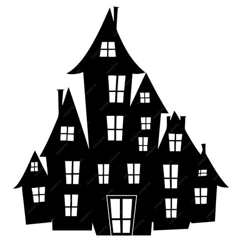Premium Vector Halloween Haunted House Ghost Mansion Silhouettes