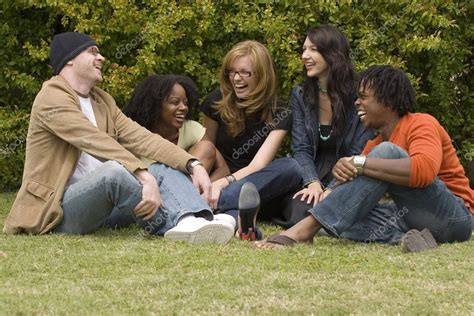Diverse group of people talking and laughing. — Stock Photo ...