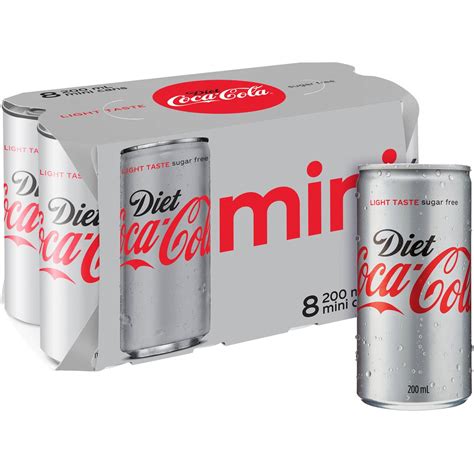 Coca Cola Diet Soft Drink Mini Cans 200ml X8 Pack Woolworths