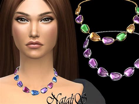 Sims 4 — Natalismixed Color Gems Necklace By Natalissims — Natalis