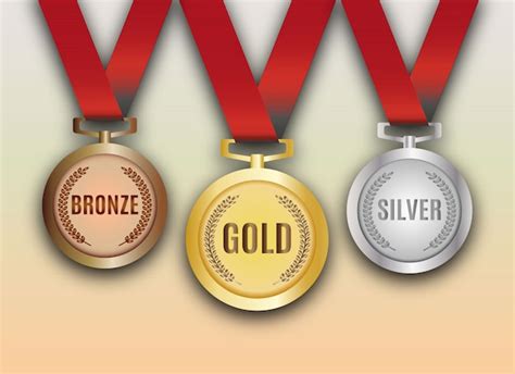 Premium Vector Set Of Gold Silver And Bronze Medalsvector