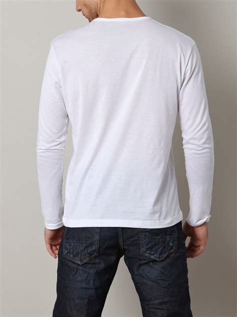 Sunspel Long Sleeve Crew Neck T Shirt In White For Men Lyst