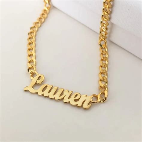 Cuban Chain Name Necklace Solid Gold Necklace Gold Filled Etsy