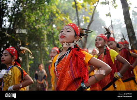 Bangladesh Madhupur Garo Women Dance At Traditional Harvest Festival
