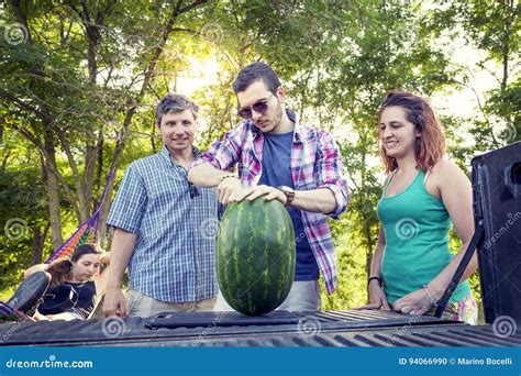 Group Of Young Adults Have Fun And Eating Stock Photo Image Of Happy
