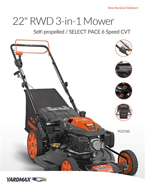 Yardmax Yg2760 Rwd 3 In 1 Gas Walk Behind Lawn Mower Instruction Manual