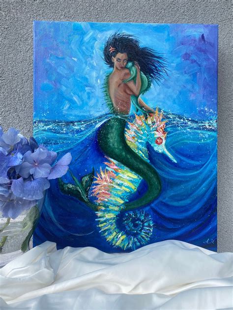 Siren mermaid original art oil painting | Etsy