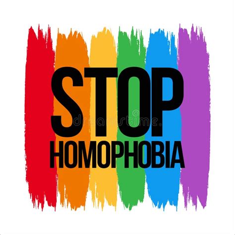 stop homophobia movement with lgbt flag brush stroke vector illustration and text effect stop