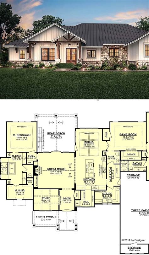 Ranch Style House Plan With 4 Bed 4 Bath 3 Car Garage Ranch Style