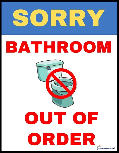 Bathroom Out Of Order Sign Free Download