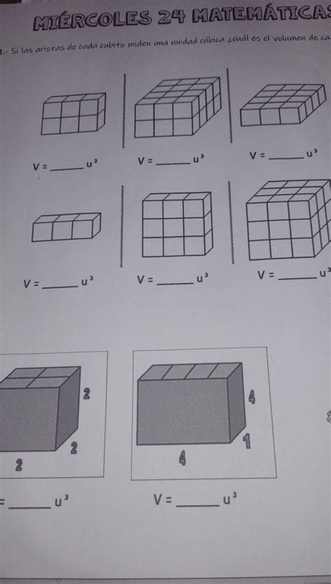 1 Si Las Aristas De Cada Cubito Miden Una Unidad Cúbica ¿cuál Es El