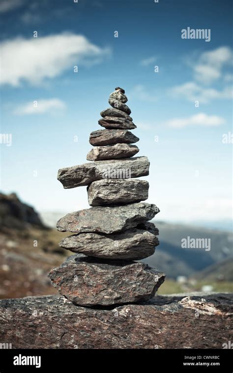 Big Hand Made Stone Tower In Norway Stock Photo Alamy