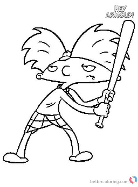 Hey Arnold Coloring Pages Arnold Play Baseball Free Printable