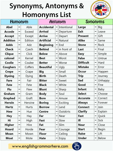 Synonyms Antonyms And Homonyms Worksheets