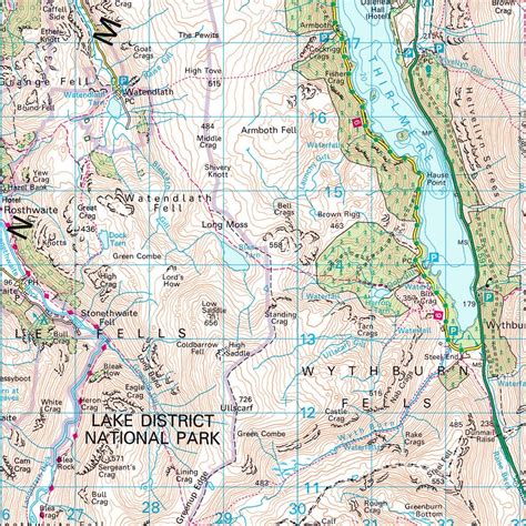 Wall Maps Lake District Uk National Park Wall Map