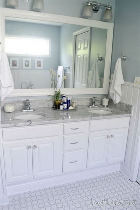 Oak bathroom vanity wood vanity small bathroom bathroom ideas master bathroom country bathroom vanities bathroom vintage vintage vanity d vanity in walnut with engineered quartz vanity top in stoneybrook with white sink. Elegant White Bathroom Vanity Ideas 55 Most Beautiful ...