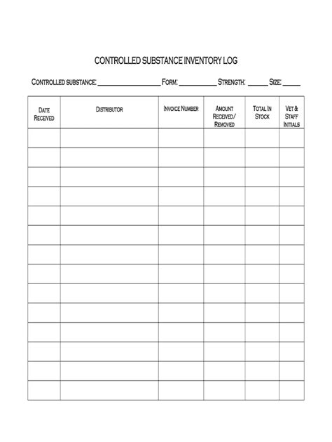 Controlled Substance Inventory Log Fill And Sign Printable Template
