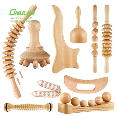 Anti Cellulite Wooden Massage Tools Rolling Stick Maderotherapy Colombian Wood Therapy Kit