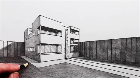 How To Draw A Simple Modern House In 2 Point Perspective Modern House