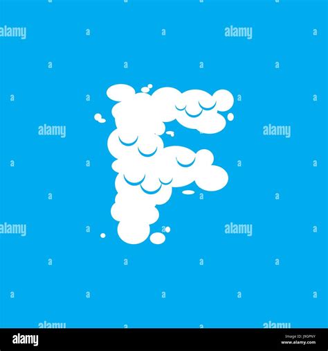 Letter F Cloud Font Symbol White Alphabet Sign On Blue Sky Stock