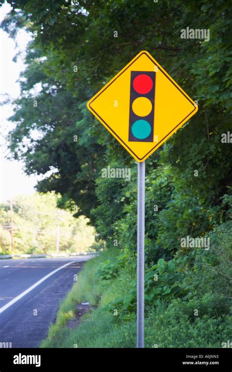 Traffic Light Ahead Sign Stock Photo Alamy