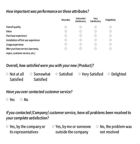 Sample Of Survey Questions