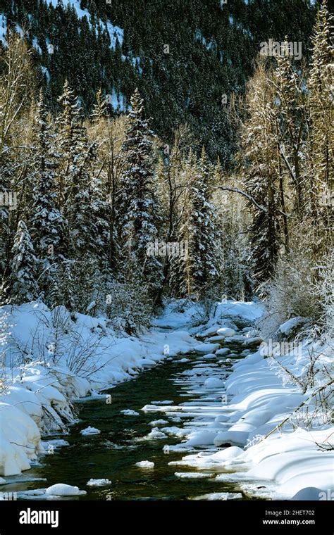 Winter River Scene Stock Photo Alamy