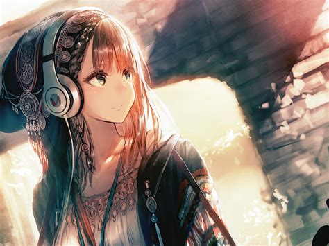 1024x768 Anime Girl Headphones Looking Away 4k 1024x768 Resolution Hd