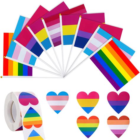 50 Pack Pride Flag And 500pcs Pride Stickers Mini Bisexual Pansexual