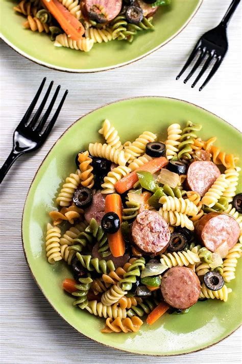 A Simple And Savory Pasta Salad Made With Hillshire Farm Smoked Sausage