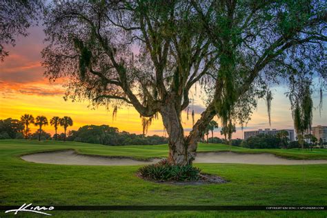 Golf Course With Tree At Sunset Hdr Photography By Captain Kimo