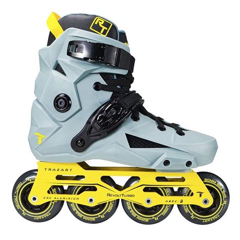 Patins Inline Freestyle Traxart Revolt Turbo Cinza E Amarelo 80mm