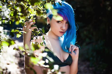 Wallpaper Model Suicide Girls Mimo Suicide Looking At Viewer Dyed
