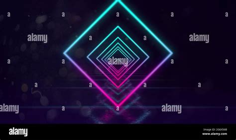 Neon Geometric Shapes On Black Background 4k Stock Photo Alamy