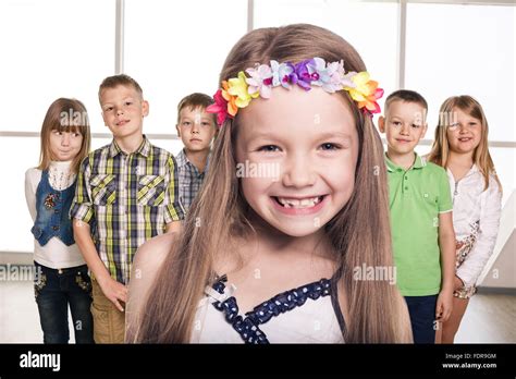 Group Of Smiling Kids Stock Photo Alamy