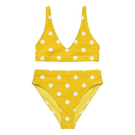 Teeny Weeny Yellow Polka Dot High Waisted Bikini Etsy