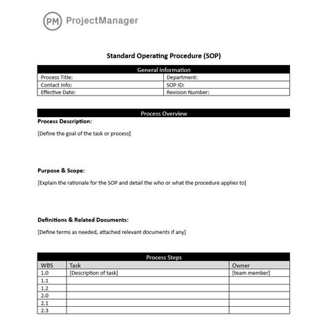 Free Standard Operating Procedure Sop Template For Word