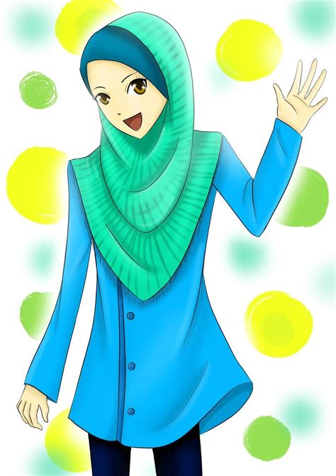 Gambar Kartun Pakai Tudung Shawl Cute Little Muslim Girl Drawing