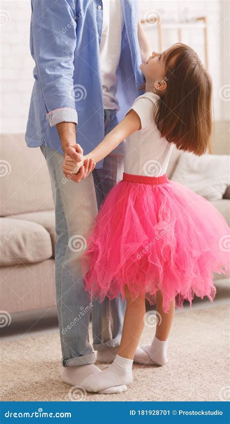 Little Princess Standing On Father Feet And Dancing Stock Image Image Of Help Dance 181928701