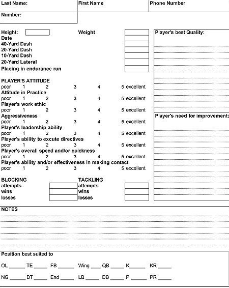 Wiaa softball season regulations, a student may not participate in more than 26 individual games. Football Player Evaluation Form Template | Master Template