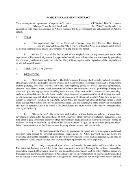 Free Management Contract Template