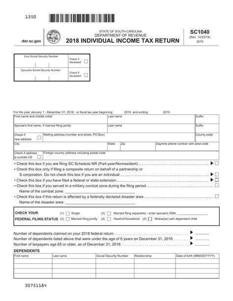 Form Sc1040 2018 Fill Out Sign Online And Download Printable Pdf
