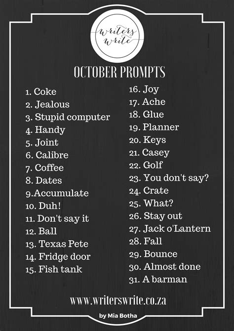Writing Prompts For October 2016 | Writers Write