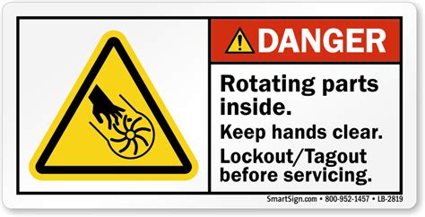 Rotating Parts Inside Keep Hands Clear Ansi Danger Label Sku Lb 2819