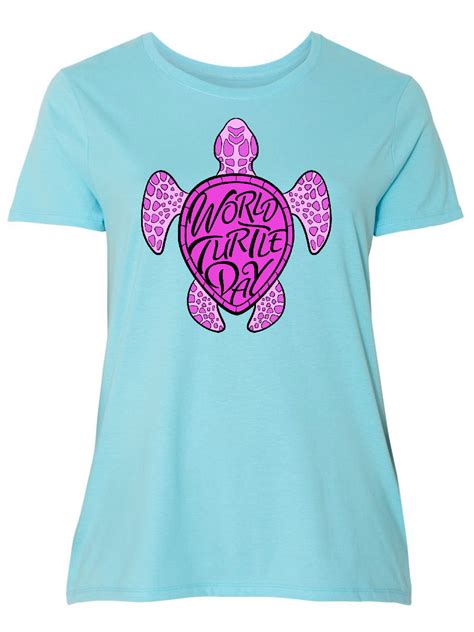 Inktastic World Turtle Day With Sea Turtle In Pink Womens Plus Size