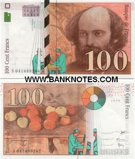 France 100 Francs 1998 French Currency Bank Notes Paper Money World